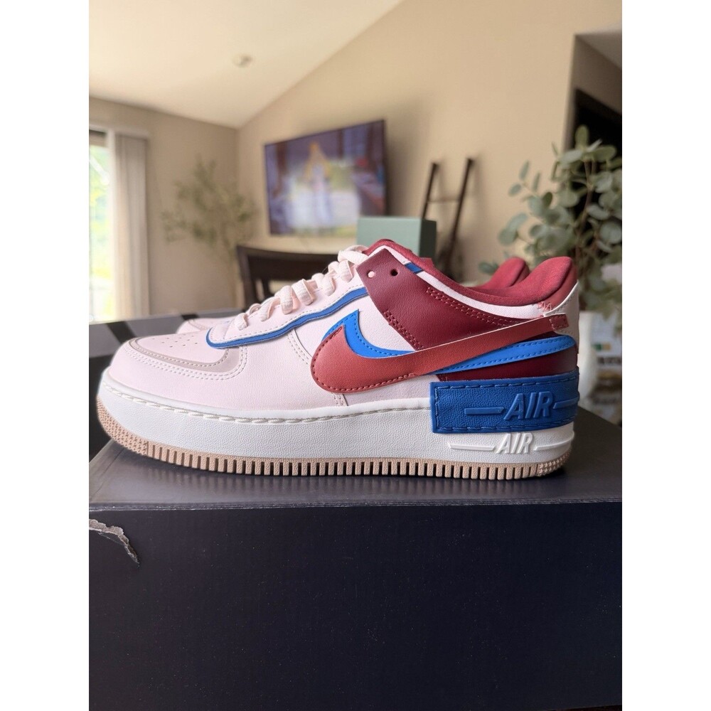 Nike Air Force 1 Shadow Low Top Leather Colorblock pinkishRed Blue CI0919-601